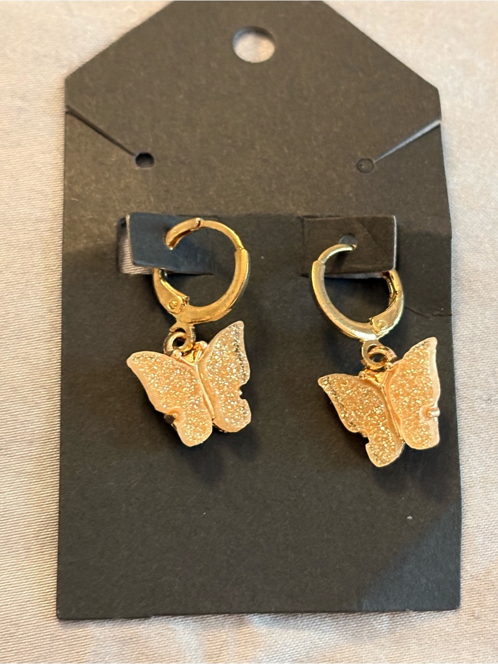 Gold Butterfly Hoop Earrings - Sparkle Charm
